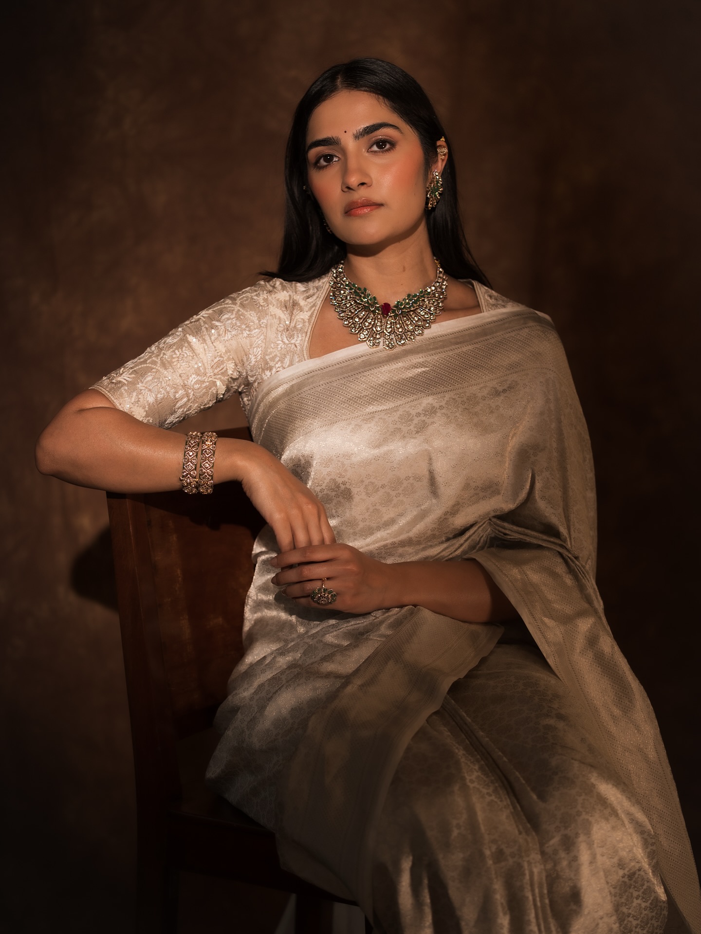 Rukmini Vasanth Channels Kanakavathi Vibes in White Saree: Internet Obsessed