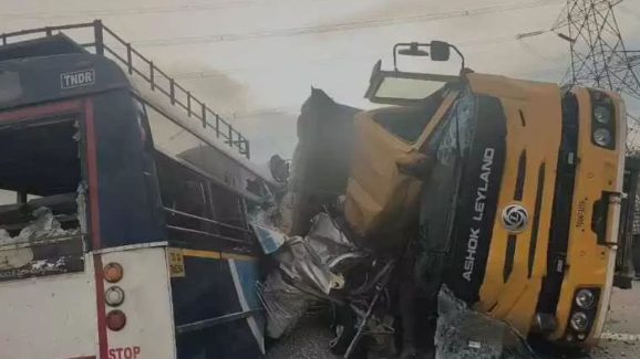 Chevella Road Accident: 17 Dead After Lorry – RTC Bus Collision
