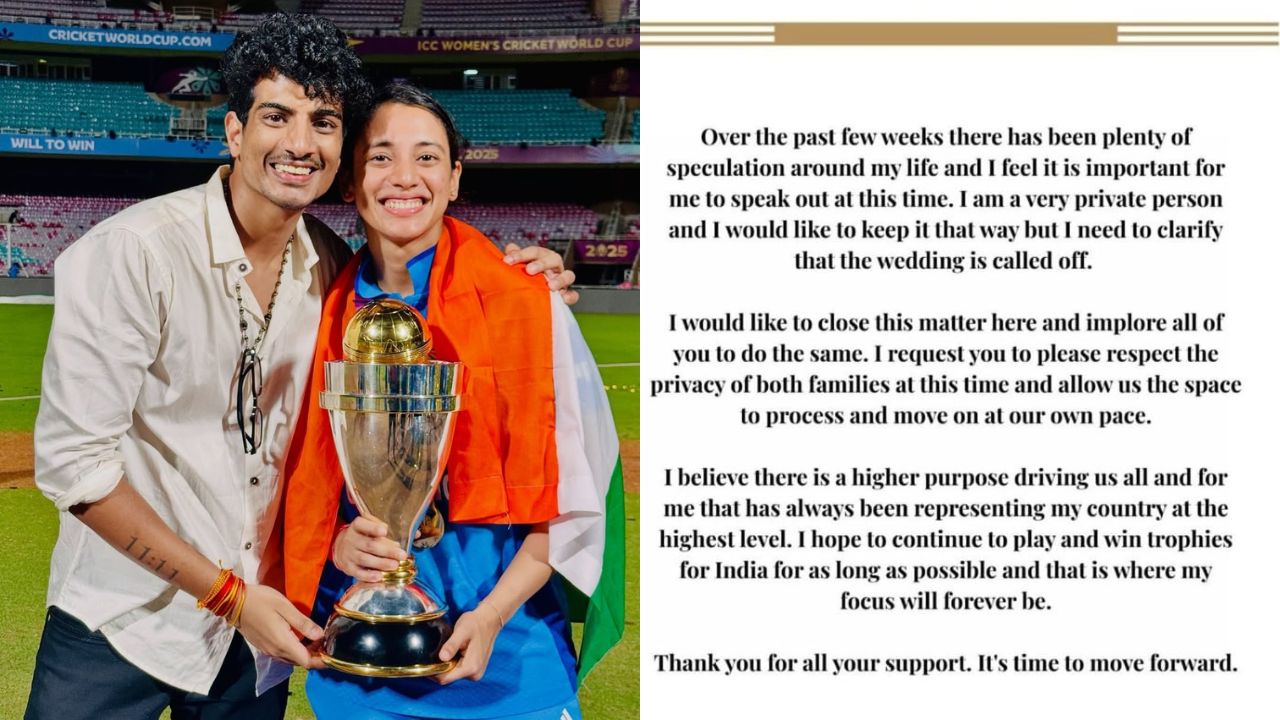 Smriti Mandhana Releases Statement Following Wedding Cancellation